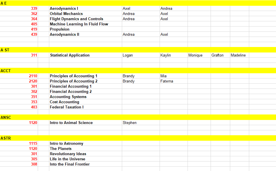 Fall 2024 Course Offerings