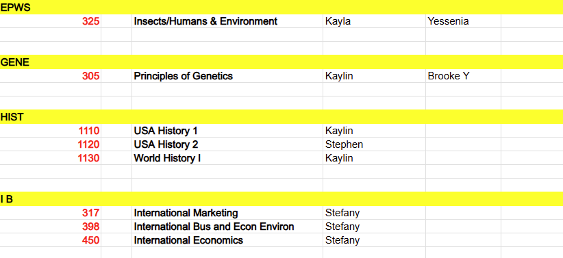 Fall 2024 Course Offerings